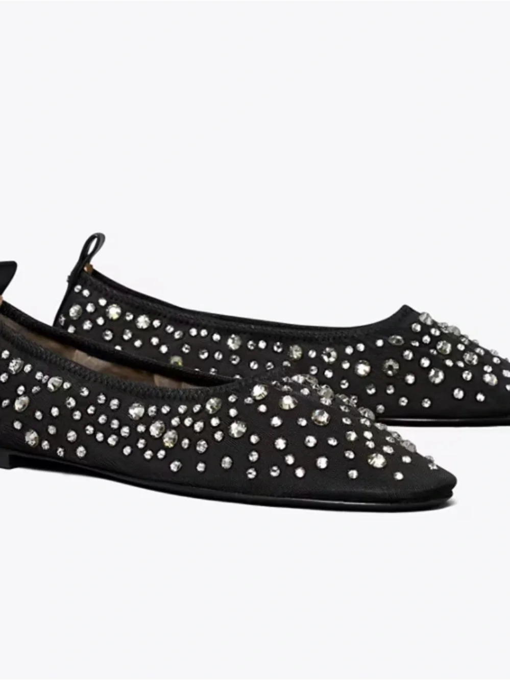 Tory Burch Black Crystal-Embellished Ballet Flats